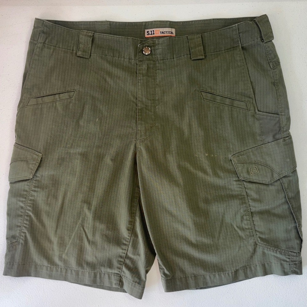 5.11 Tactical Ripstop Cargo Shorts Men's Green Utility Hiking Outdoors Camp 36 - Picture 3 of 16
